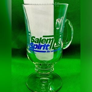 SALEM Cigarette Promo Salem Spirit Ski Scene 1983 Footed Glass Coffee Mugs Vtg